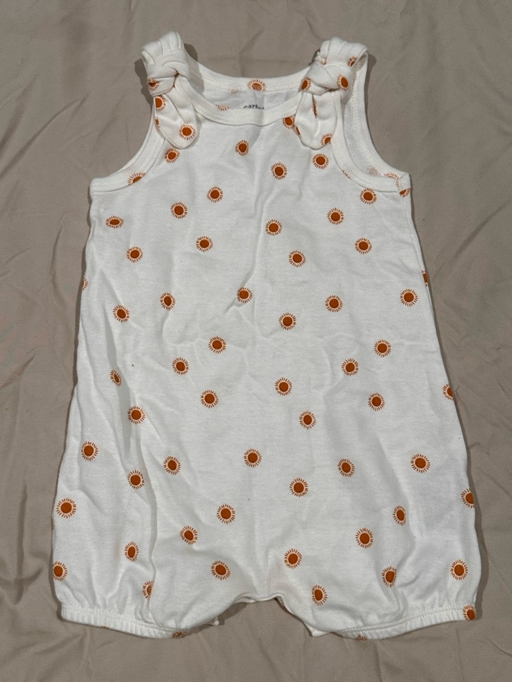 Carter's Cream Romper with Orange Sun Print